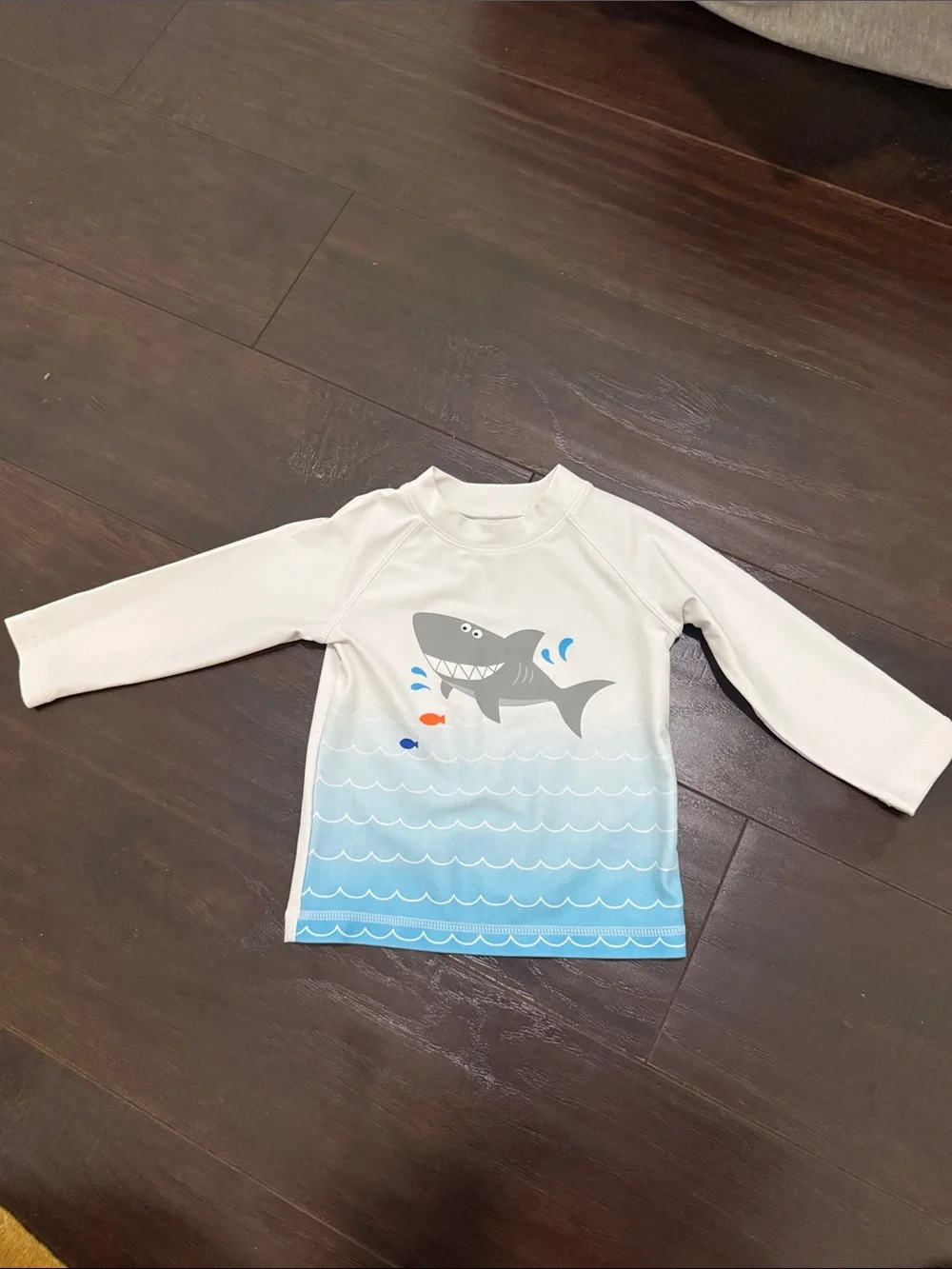 Koala Kids swim top long sleeves White & Light Blue Shark Swim Rashguard